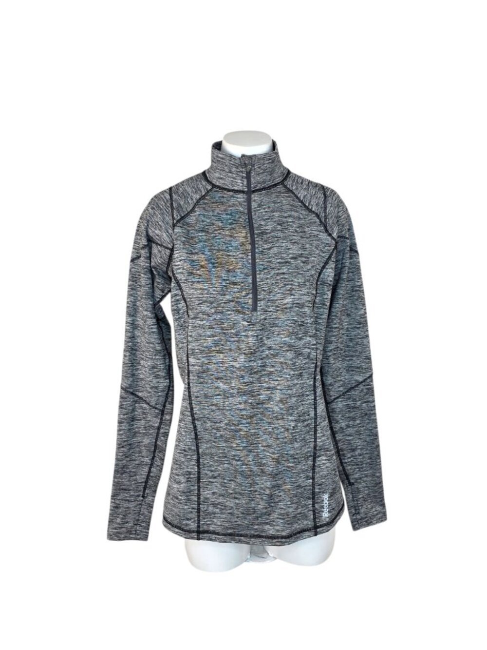 Reebok Long Sleeve 1/4 Zip, Athletic, Thumbholes, Stretch, Size Large Womens
